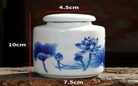 blue and white tea caddy