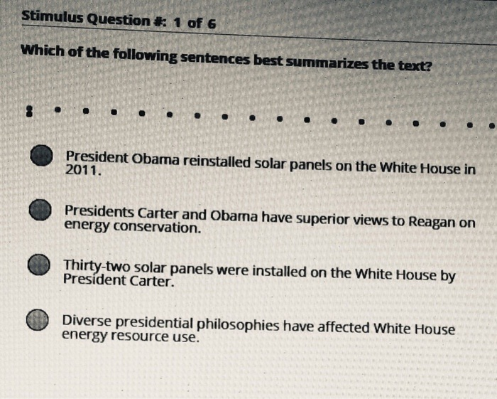 white house solar panel reading passage on teas