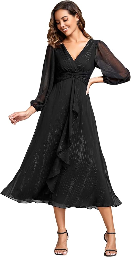 Black Tea Length Wedding Guest Dresses | Flattering Fits & Affordable Finds.