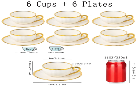 white tea cups with gold trim
