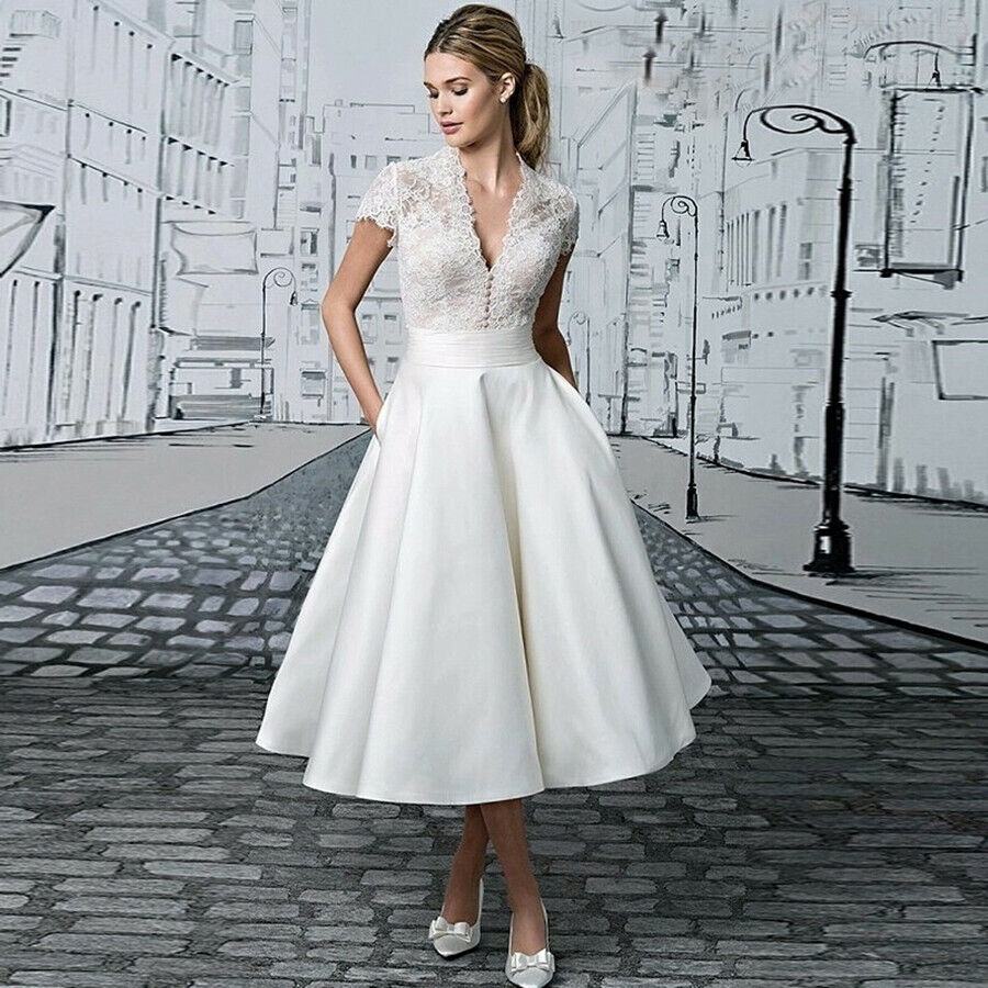 vintage tea length white dress